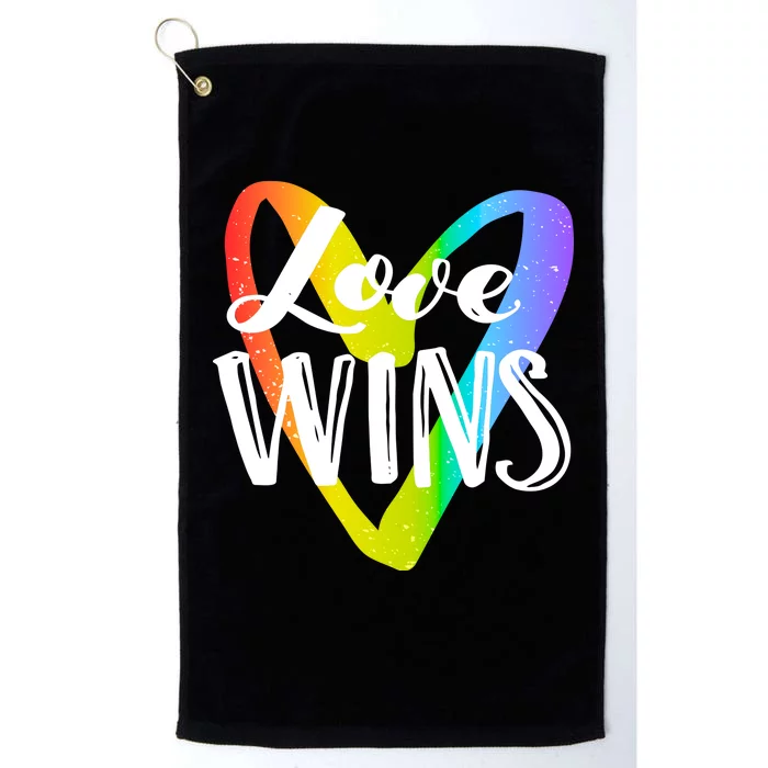 Love Wins LGBT Rainbow Heart Platinum Collection Golf Towel