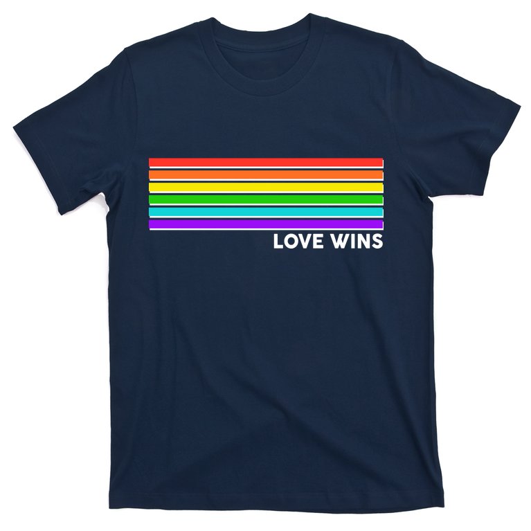 Love Wins Rainbow Stripes Thin Lines T-Shirt
