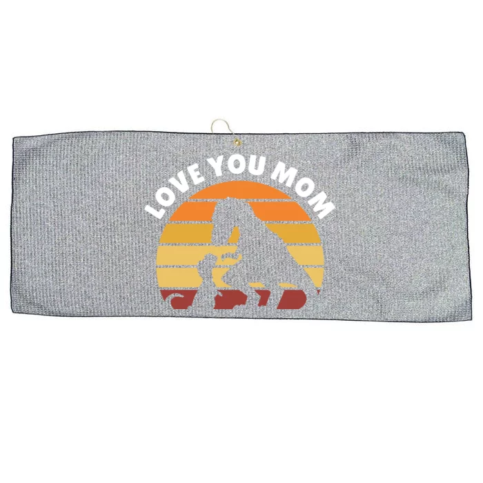 Love You Mom Dinosaur Large Microfiber Waffle Golf Towel