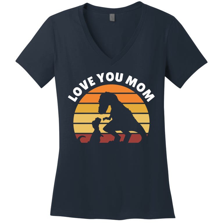 Love You Mom Dinosaur Women's V-Neck T-Shirt