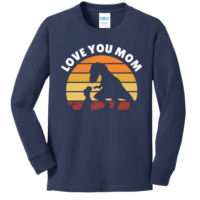 Love You Mom Dinosaur Kids Long Sleeve Shirt