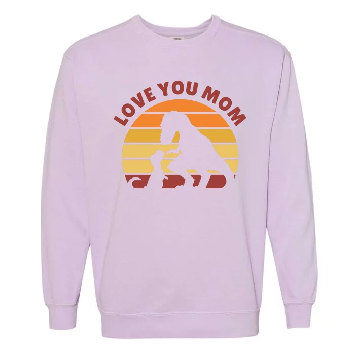 Love You Mom Dinosaur Garment-Dyed Sweatshirt