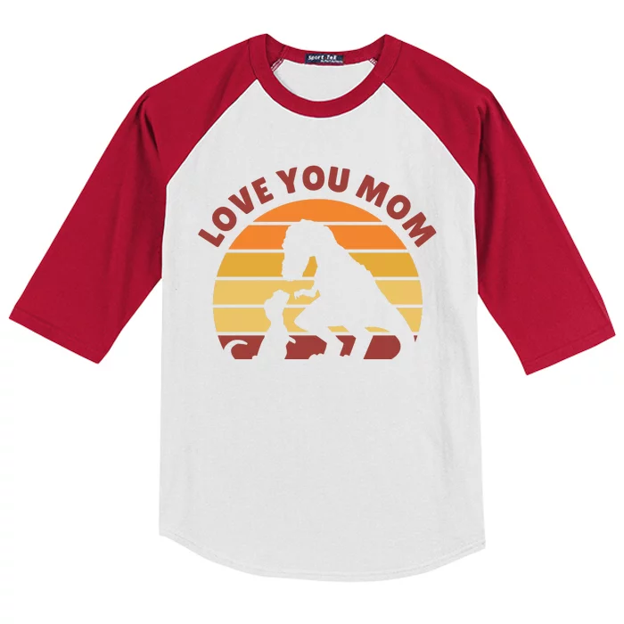 Love You Mom Dinosaur Kids Colorblock Raglan Jersey