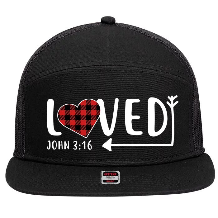 Loved Arrow Heart John 3:16 7 Panel Mesh Trucker Snapback Hat