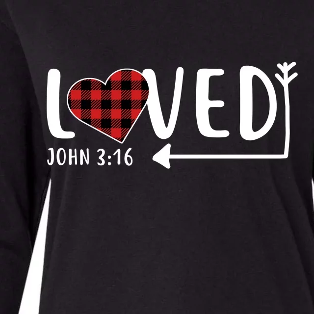 Loved Arrow Heart John 3:16 Womens Cotton Relaxed Long Sleeve T-Shirt