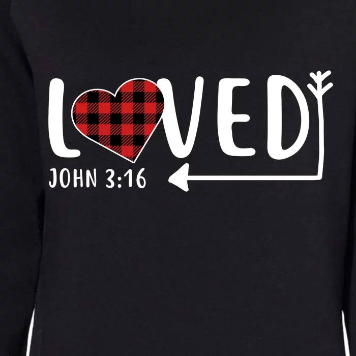 Loved Arrow Heart John 3:16 Womens California Wash Sweatshirt