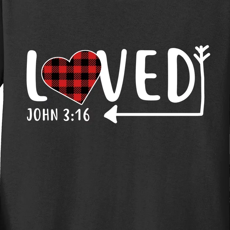 Loved Arrow Heart John 3:16 Kids Long Sleeve Shirt