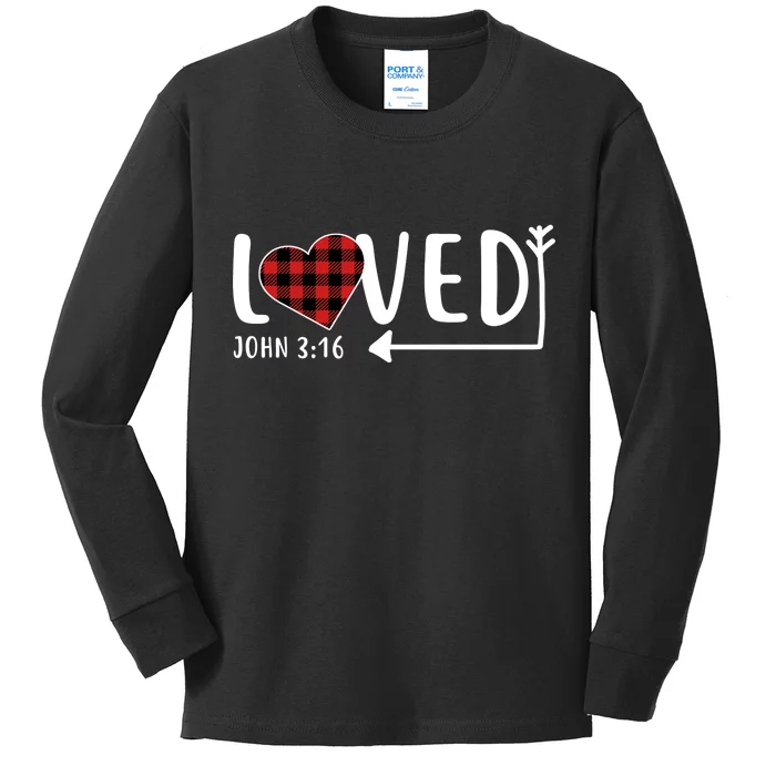 Loved Arrow Heart John 3:16 Kids Long Sleeve Shirt