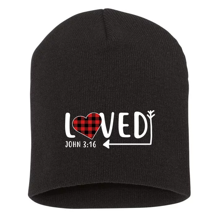 Loved Arrow Heart John 3:16 Short Acrylic Beanie