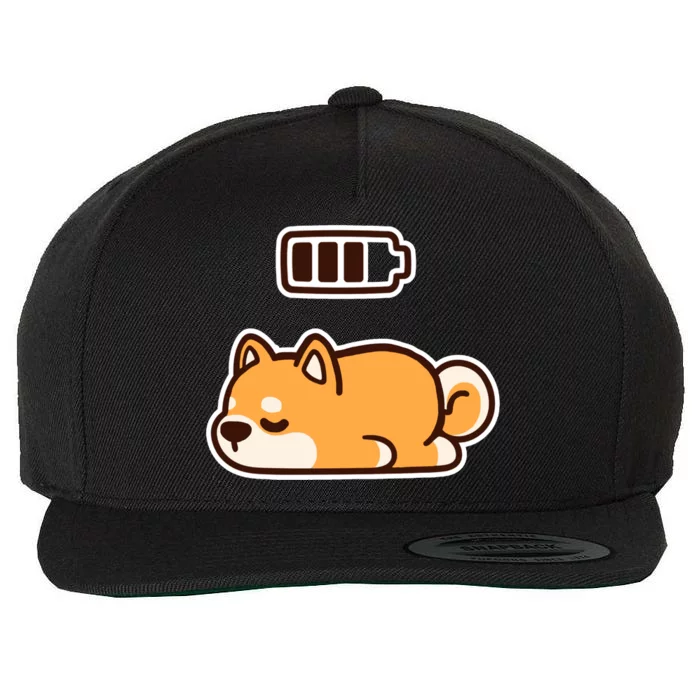 Low Battery Corgi Dog Wool Snapback Cap