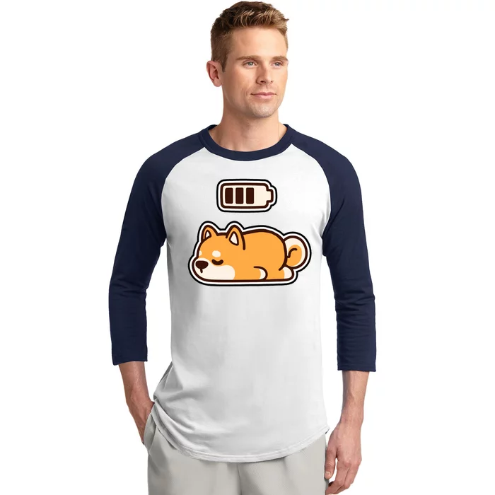 Low Battery Corgi Dog Baseball Sleeve Shirt