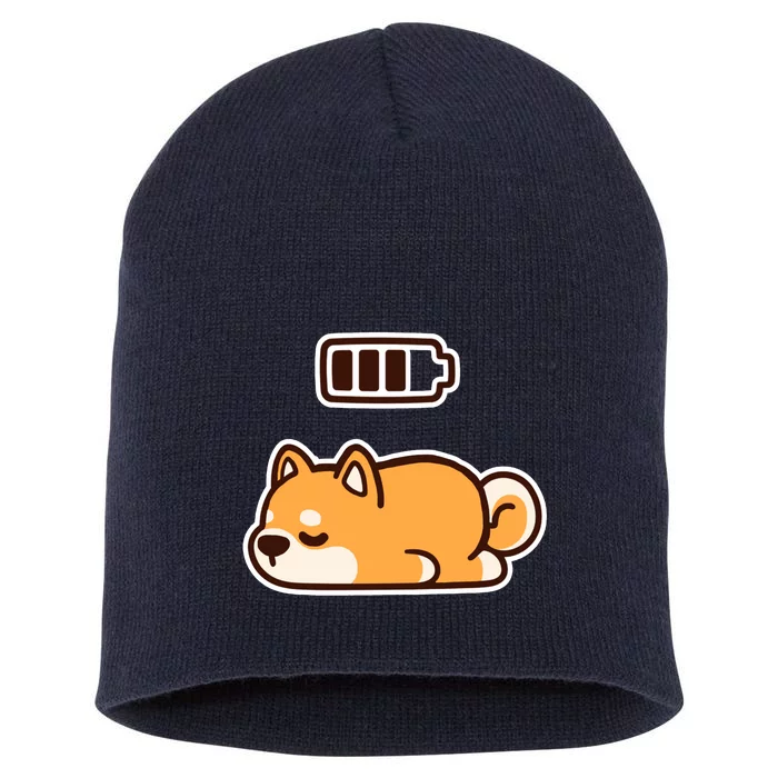 Low Battery Corgi Dog Short Acrylic Beanie