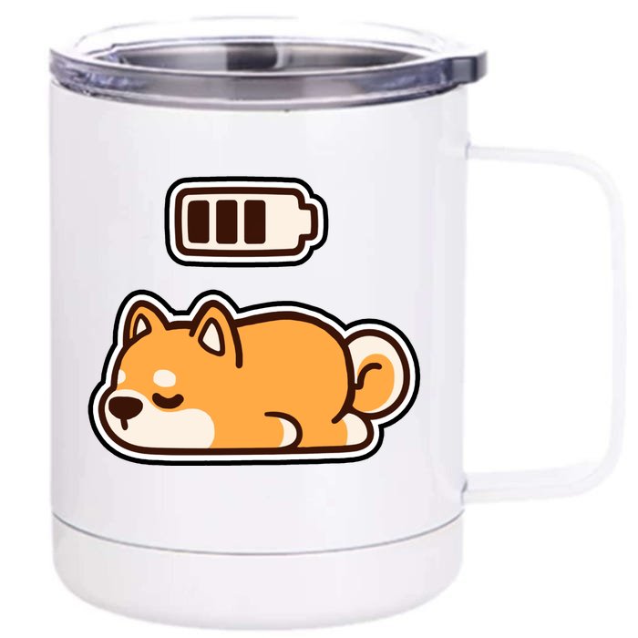 Low Battery Corgi Dog Front & Back 12oz Stainless Steel Tumbler Cup