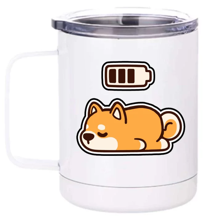 Low Battery Corgi Dog Front & Back 12oz Stainless Steel Tumbler Cup