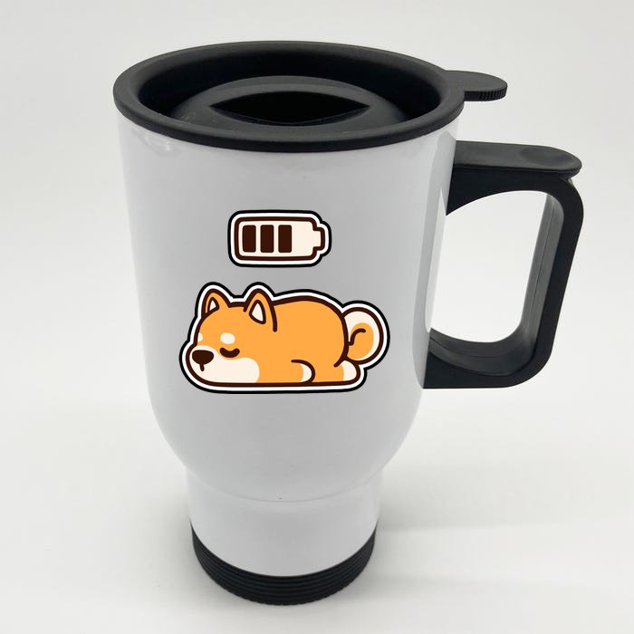 Low Battery Corgi Dog Front & Back Stainless Steel Travel Mug