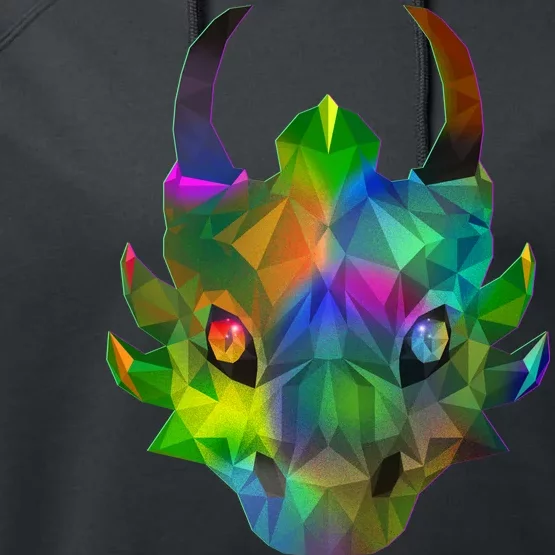 Low Poly Dragon Face Performance Fleece Hoodie