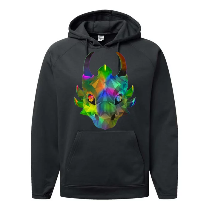 Low Poly Dragon Face Performance Fleece Hoodie