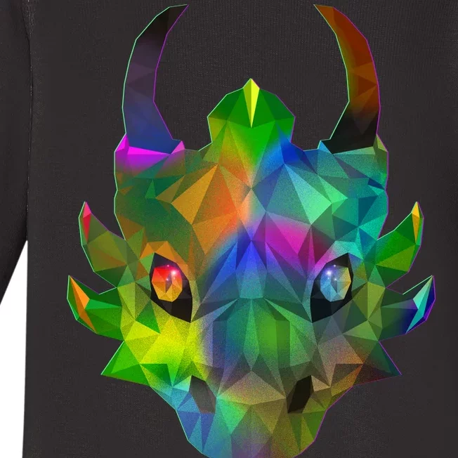 Low Poly Dragon Face Baby Long Sleeve Bodysuit