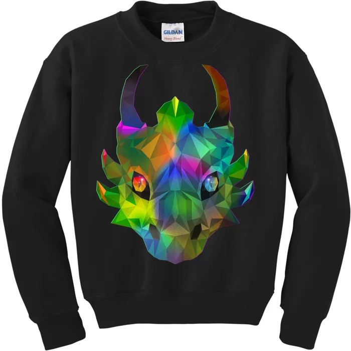 Low Poly Dragon Face Kids Sweatshirt