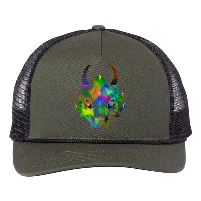 Low Poly Dragon Face Retro Rope Trucker Hat Cap