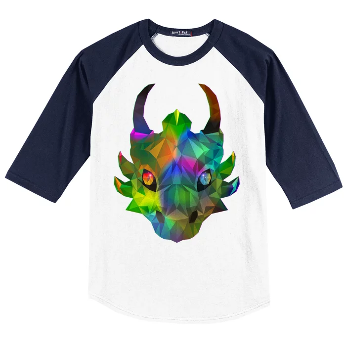 Low Poly Dragon Face Baseball Sleeve Shirt