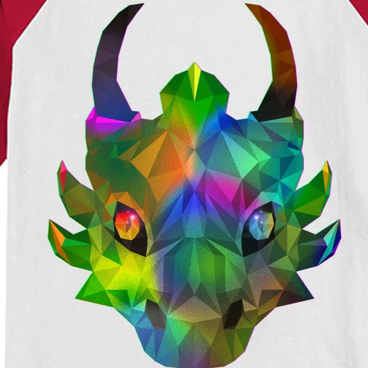 Low Poly Dragon Face Kids Colorblock Raglan Jersey