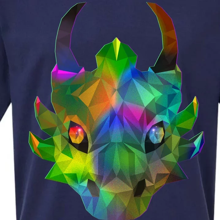 Low Poly Dragon Face Sueded Cloud Jersey T-Shirt