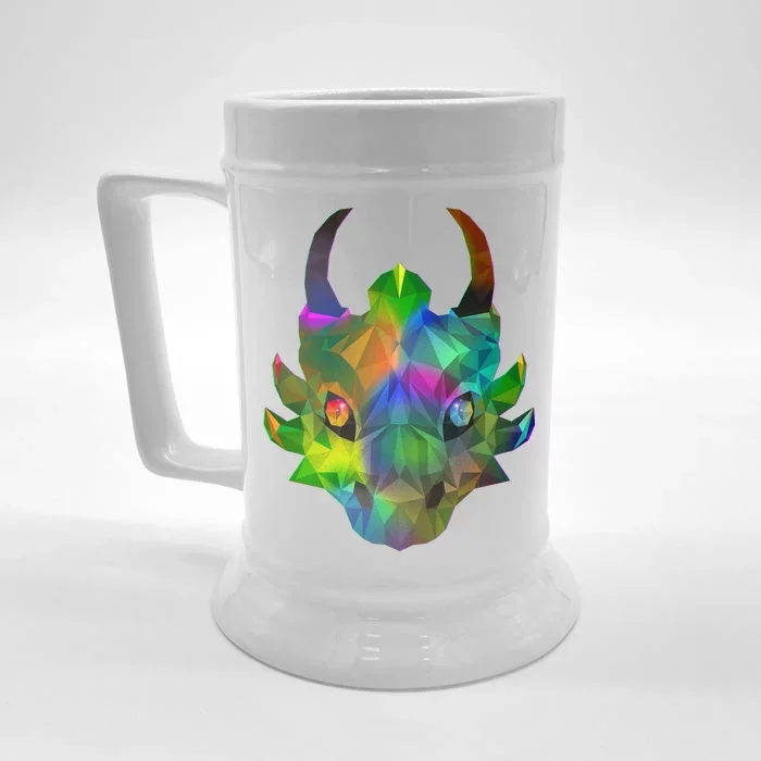 Low Poly Dragon Face Front & Back Beer Stein