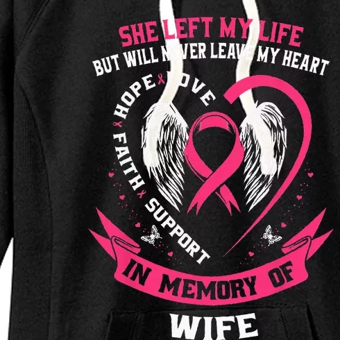 Loss of Wife Gifts Husband Breast Cancer Awareness Memorial Women's Fleece Hoodie