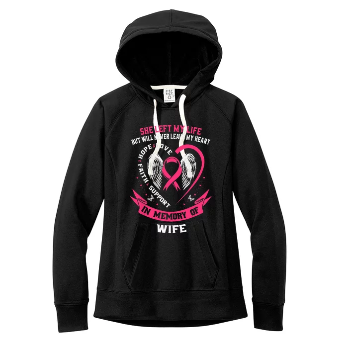 Loss of Wife Gifts Husband Breast Cancer Awareness Memorial Women's Fleece Hoodie