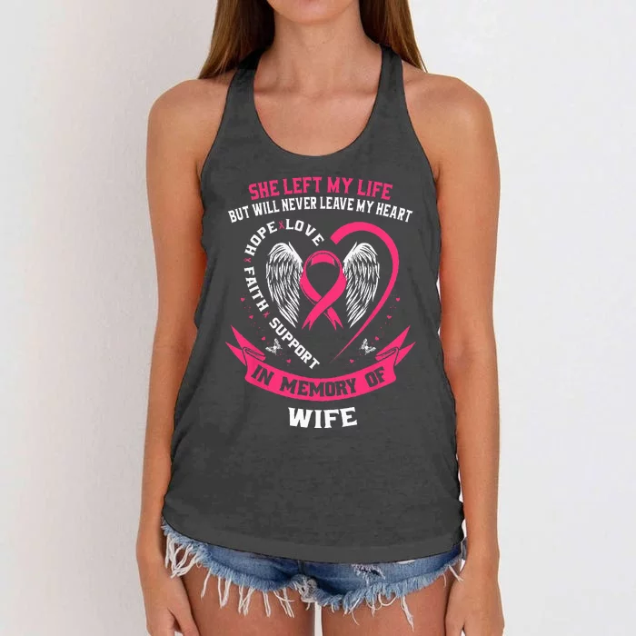 Loss of Wife Gifts Husband Breast Cancer Awareness Memorial Women's Knotted Racerback Tank