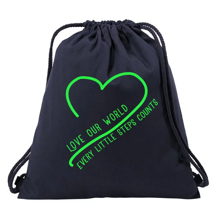 Love Our World Every Steps Counts Heart Love Lucky Gift Drawstring Bag