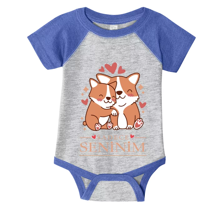 Love Outfit With Cute Corgi Dogsgift Sadece Seninim (Turquoise) Funny Gift Infant Baby Jersey Bodysuit