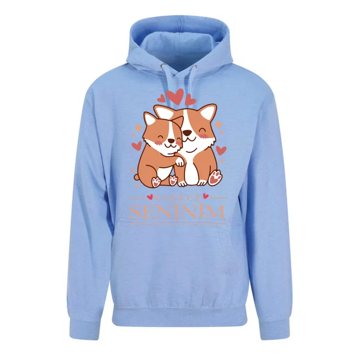 Love Outfit With Cute Corgi Dogsgift Sadece Seninim (Turquoise) Funny Gift Unisex Surf Hoodie