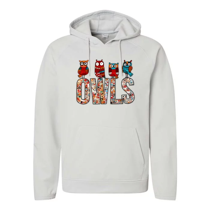 Love Owls Wo Owl Lovers Performance Fleece Hoodie