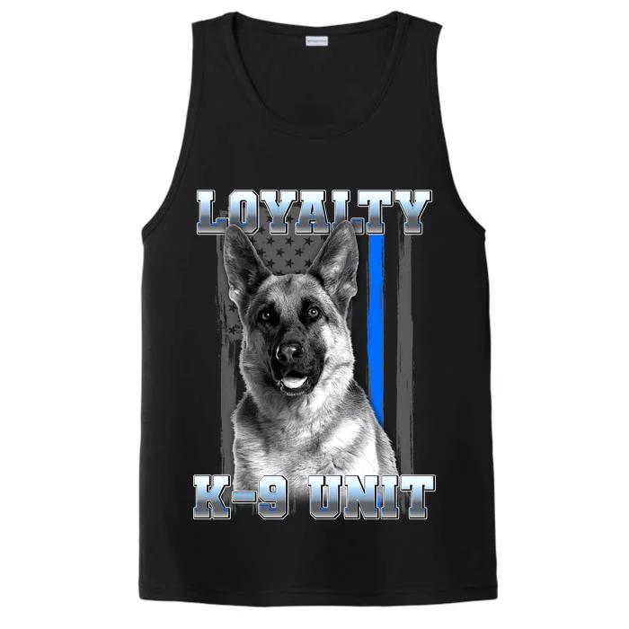 Loyalty K-9 Unit German Shepard Thin Blue Line Flag Performance Tank