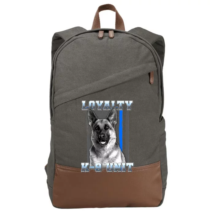 Loyalty K-9 Unit German Shepard Thin Blue Line Flag Cotton Canvas Backpack