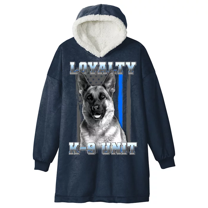 Loyalty K-9 Unit German Shepard Thin Blue Line Flag Hooded Wearable Blanket