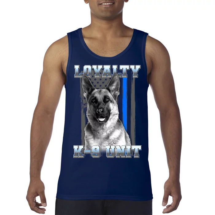 Loyalty K-9 Unit German Shepard Thin Blue Line Flag Tank Top