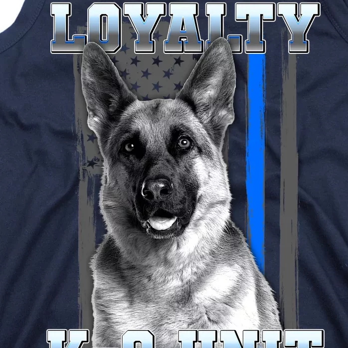 Loyalty K-9 Unit German Shepard Thin Blue Line Flag Tank Top