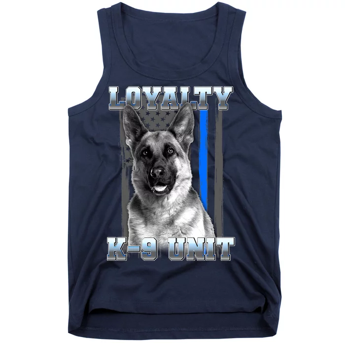 Loyalty K-9 Unit German Shepard Thin Blue Line Flag Tank Top