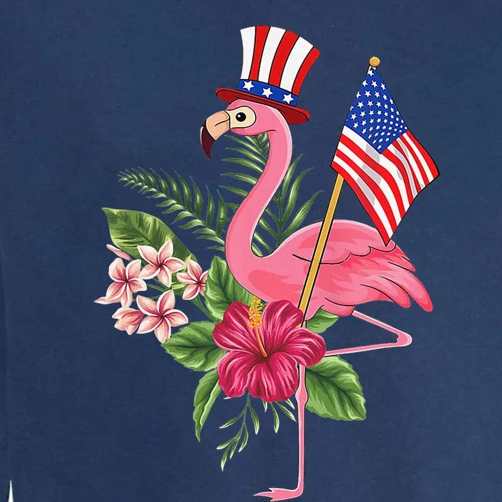 lamerica Patriotic 4th of July Flamingo American Garment-Dyed Sweatshirt