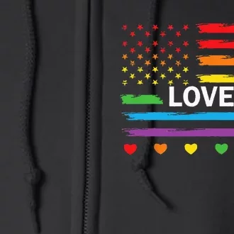 LGBTQ Pride 4th of July American Rainbow Flag Love Full Zip Hoodie