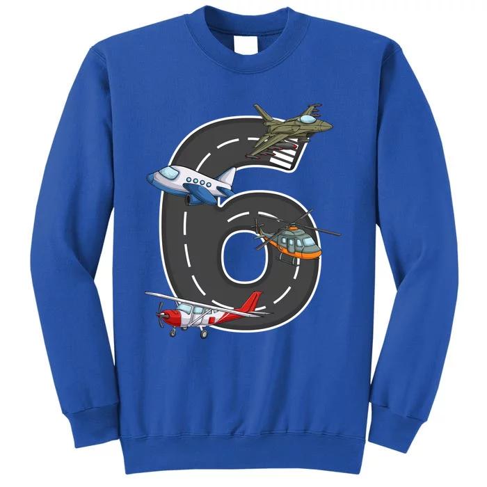 Little Pilot 6th Birthday Party 6 Six Year Old Airplane Cute Gift Tall Sweatshirt