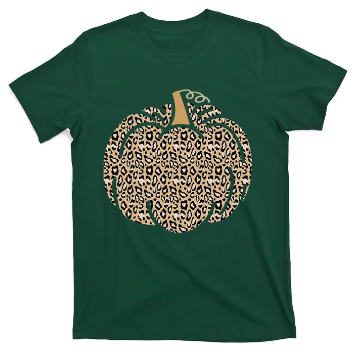 Leopard Pumpkin Art Halloween Party Autumn Holiday Seasonal T-Shirt