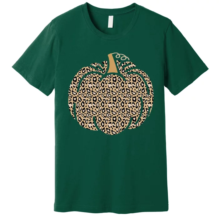 Leopard Pumpkin Art Halloween Party Autumn Holiday Seasonal Premium T-Shirt