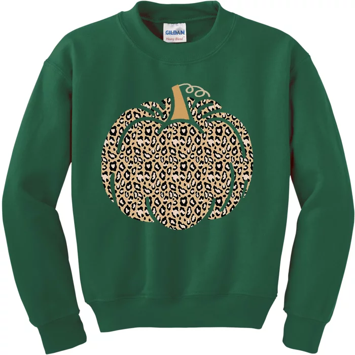 Leopard Pumpkin Art Halloween Party Autumn Holiday Seasonal Kids Sweatshirt