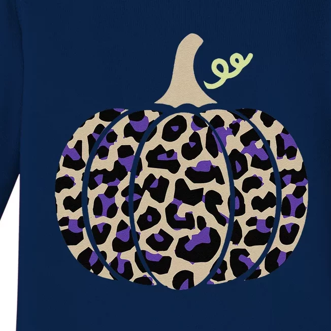 Leopard Pumpkin Art Halloween Party Autumn Holiday Seasonal Baby Long Sleeve Bodysuit