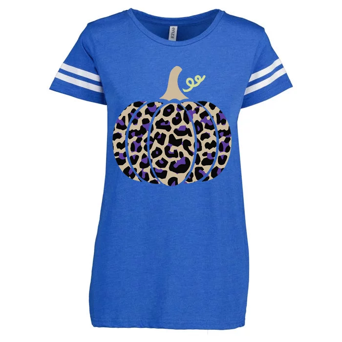 Leopard Pumpkin Art Halloween Party Autumn Holiday Seasonal Enza Ladies Jersey Football T-Shirt