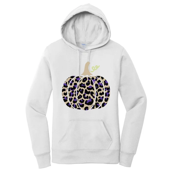 Leopard Pumpkin Art Halloween Party Autumn Holiday Seasonal Women's Pullover Hoodie